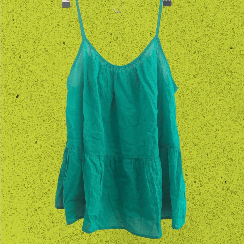 NWT GAP Emerald Green Flounce Peplum Sleeveless Top Size S